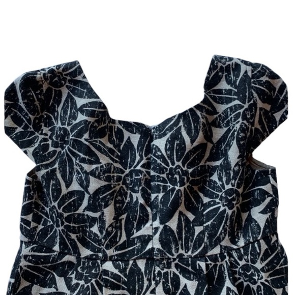 Michael Kors 100% linen cap sleeve mini dress in black and tan size 2P petite - Picture 5 of 15